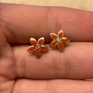 Red flower earrings